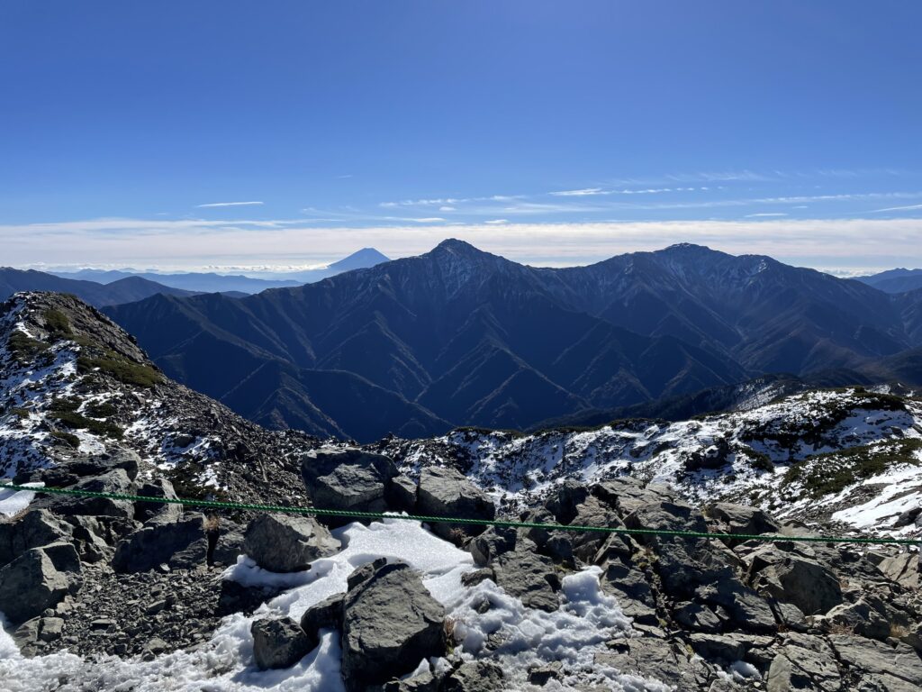 富士山、北岳、間ノ岳